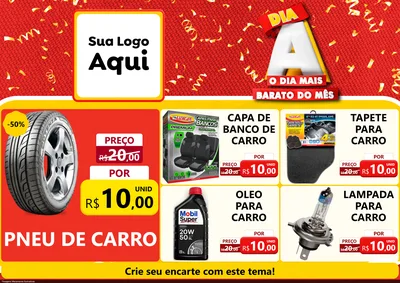 Modelo de Encarte para Encarte A4 Horizontal com o tema Dia A o Dia Mais Barato do Mês para Auto peças