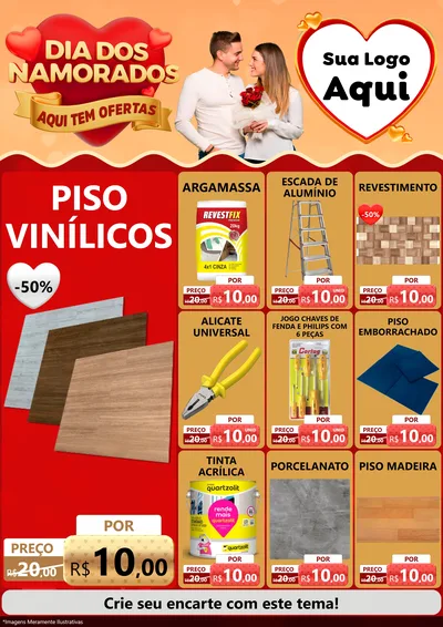 Modelo de Encarte para Encarte A4 Vertical com o tema Dia dos Namorados - Aqui Tem Ofertas para Material para Construção