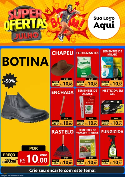Modelo de Encarte para Encarte A4 Vertical com o tema Super Ofertas Julho para Agropecuária