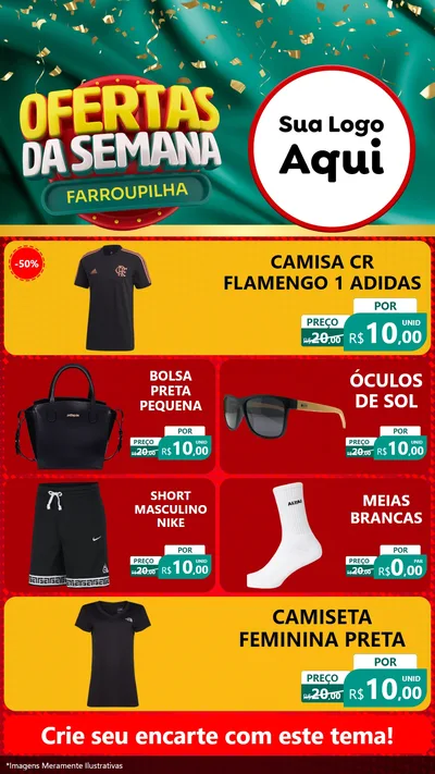 Modelo de TV para TV Vertical com o tema Ofertas da Semana Farroupilha para Roupas e acessórios
