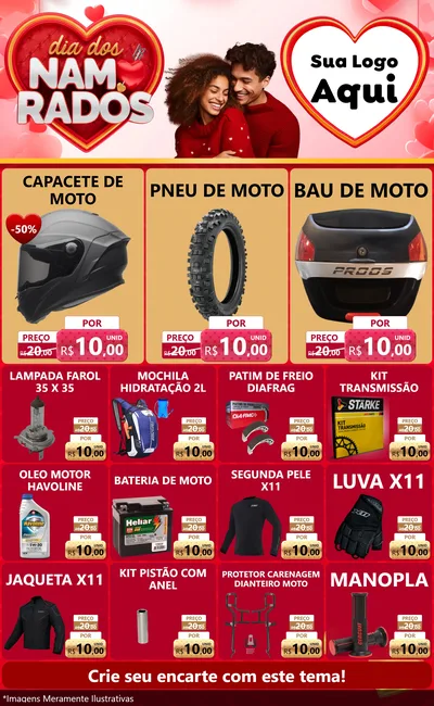 Modelo de Encarte para Encarte Grande com o tema Dia dos Namorados para Moto peças