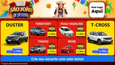 Modelo de TV para TV Horizontal com o tema São João de Ofertas para Concessionaria de Carros