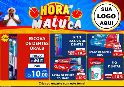 Modelo de Encarte para Encarte A4 Horizontal com o tema Hora Maluca para Higiene Pessoal