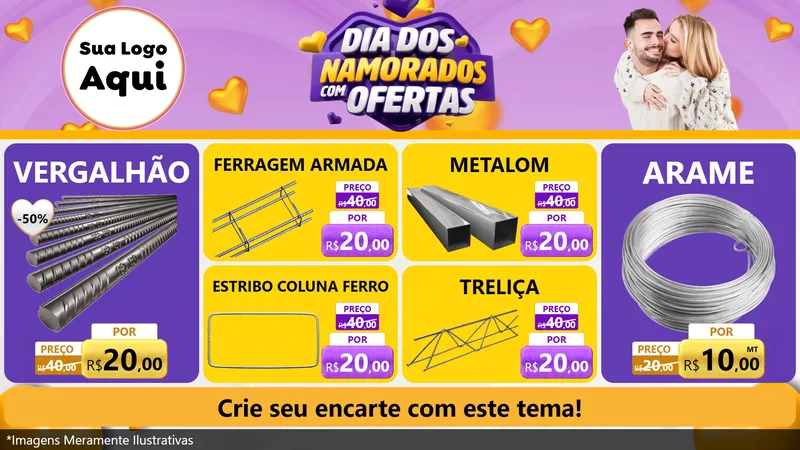 Modelo de TV para TV Horizontal com o tema Dia Dos Namorados Com Ofertas para Ferragens