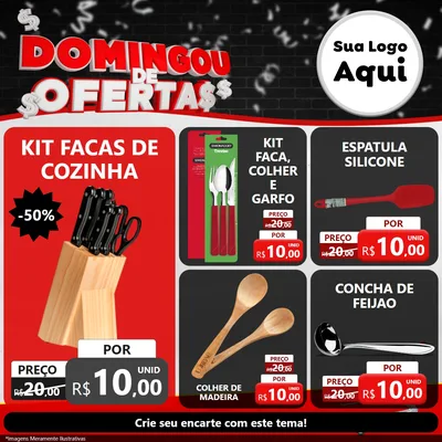Modelo de Rede Social para Feed Facebook com o tema Domingou de Ofertas para Utilidades Domésticas