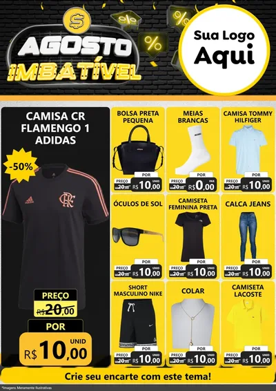 Modelo de Encarte para Encarte A4 Vertical com o tema Agosto Imbatível para Roupas e acessórios