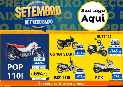 Modelo de Encarte para Encarte A4 Horizontal com o tema Setembro De Preço Baixo para Concessionaria de Motos