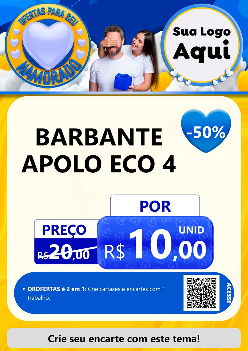 Modelo de Cartaz para Cartaz A4 Vertical com o tema Ofertas Para Seu Namorado para Armarinho e Aviamentos