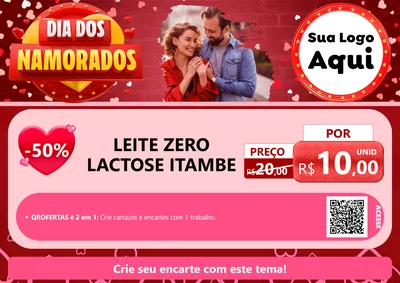 Modelo de Cartaz para Cartaz A4 Horizontal com o tema Dia Dos Namorados para Frios e Laticínios