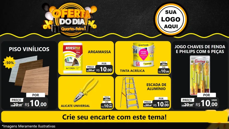 Modelo de TV para TV Horizontal com o tema Oferta do Dia - Quarta Feira! para Material para Construção