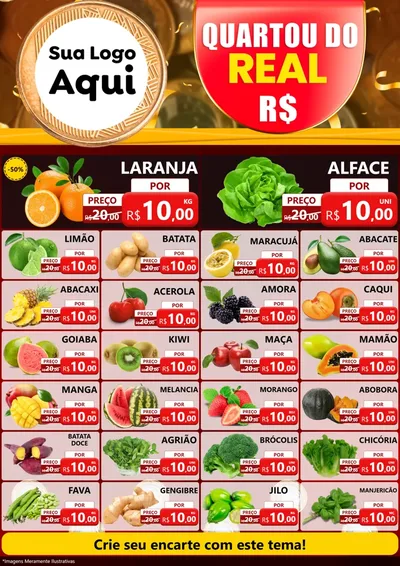 Modelo de Encarte para Encarte A4 Vertical com o tema Quartou do Real para Hortifrúti