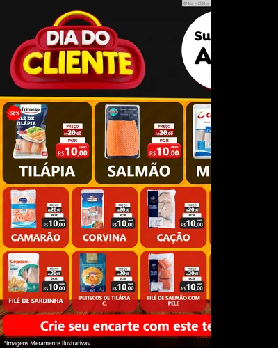 Modelo de Rede Social para Feed Instagram com o tema Dia do Cliente para Peixaria
