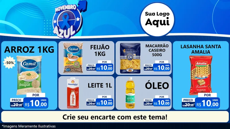 Modelo de TV para TV Horizontal com o tema Novembro Azul para Supermercado
