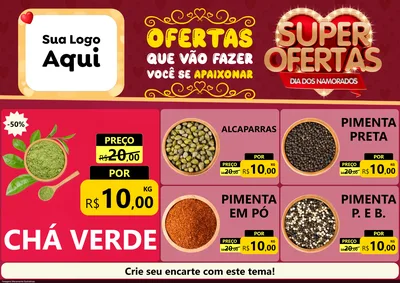 Modelo de Encarte para Encarte A4 Horizontal com o tema Dia dos Namorados para Produtos Naturais