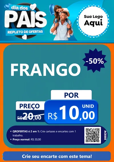 Modelo de Cartaz para Cartaz A4 Vertical com o tema Dia Dos Pais Repleto de Ofertas para Assados