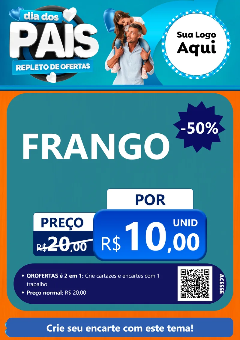 Modelo de Cartaz para Cartaz A4 Vertical com o tema Dia Dos Pais Repleto de Ofertas para Assados