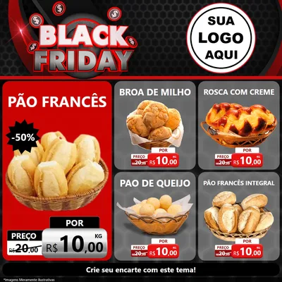 Modelo de Rede Social para Feed Facebook com o tema Black Friday para Padaria