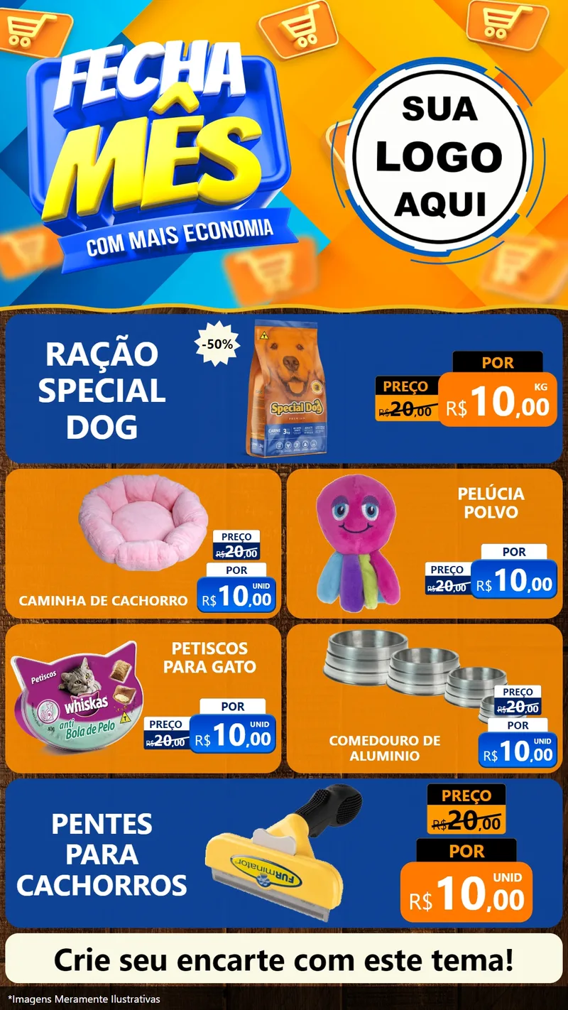Modelo de TV para TV Vertical com o tema Fecha Mês Com Mais Economia para Pet Shop
