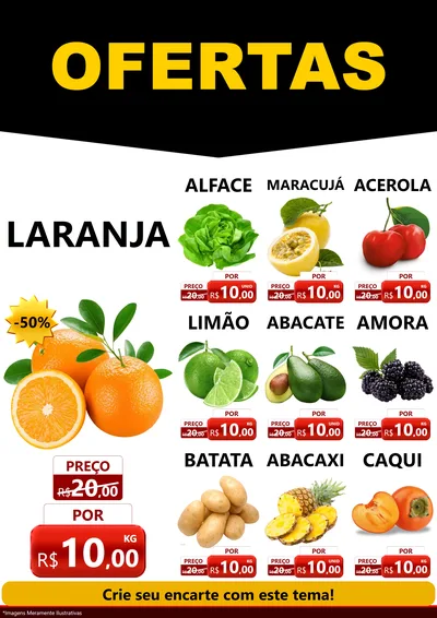 Modelo de Encarte para Encarte A4 Vertical com o tema Ofertas Preto e Vermelho Cartaz para Hortifrúti