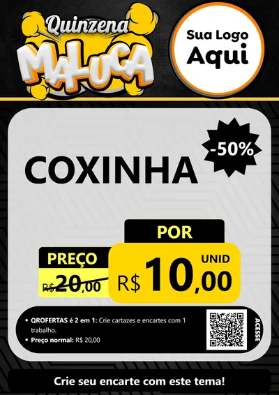 Modelo de Cartaz para Cartaz A4 Vertical com o tema Quinzena Maluca para Salgadaria
