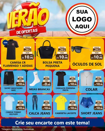 Modelo de Rede Social para Feed Instagram com o tema Verão de Ofertas para Roupas e acessórios