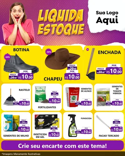 Modelo de Rede Social para Feed Instagram com o tema Liquida estoque para Agropecuária