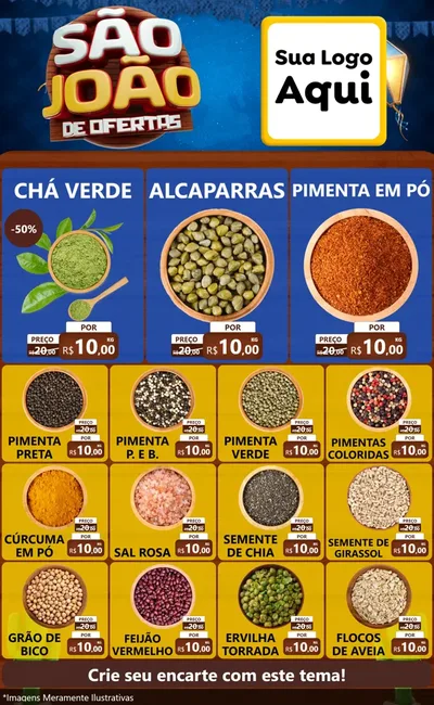 Modelo de Encarte para Encarte Grande com o tema São João Ofertas Imbatíveis! - Junina para Produtos Naturais