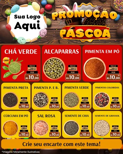 Modelo de Rede Social para Feed Instagram com o tema Promoção Páscoa para Produtos Naturais
