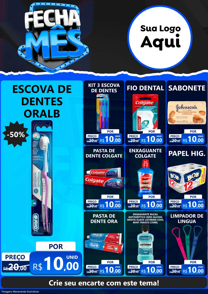 Modelo de Encarte para Encarte A4 Vertical com o tema Fecha Mês para Higiene Pessoal