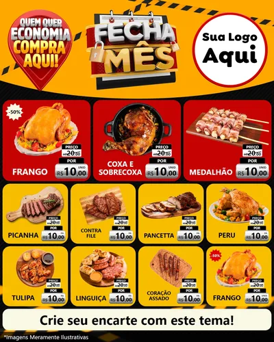 Modelo de Rede Social para Feed Instagram com o tema Fecha Mês para Assados