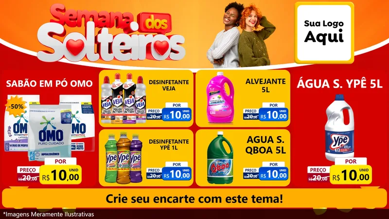 Modelo de TV para TV Horizontal com o tema Semana dos Solteiros para Produtos de Limpeza