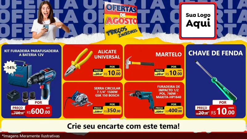Modelo de TV para TV Horizontal com o tema Ofertas de Agosto - Preços Incríveis para Maquinas e Ferramentas