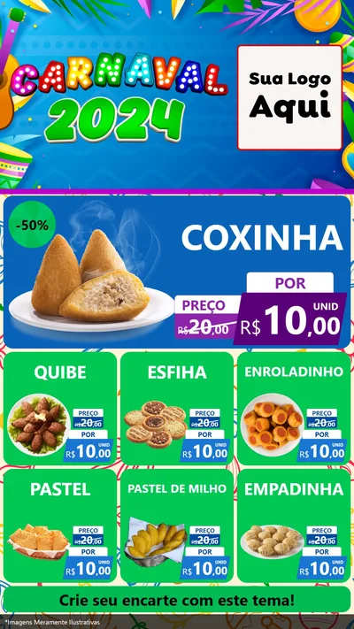 Modelo de Rede Social para Stories com o tema Carnaval 2027 para Salgadaria