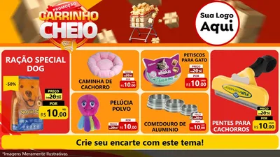 Modelo de TV para TV Horizontal com o tema Promoção carrinho cheio para Pet Shop