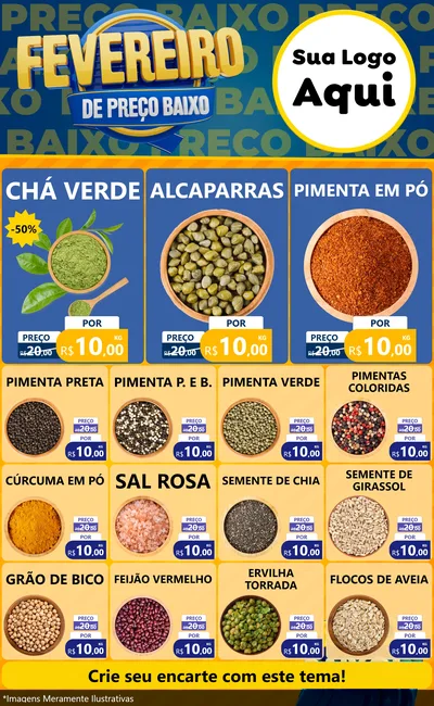 Modelo de Encarte para Encarte Grande com o tema Fevereiro de Preço Baixo para Produtos Naturais