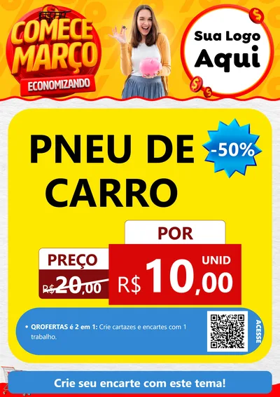 Modelo de Cartaz para Cartaz A4 Vertical com o tema Comece Março Economizando para Auto peças