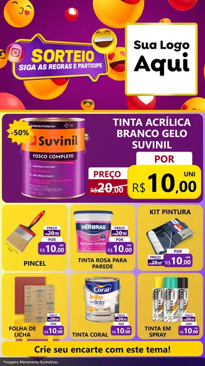 Modelo de Rede Social para Stories com o tema Sorteio para Tintas e Ferramentas