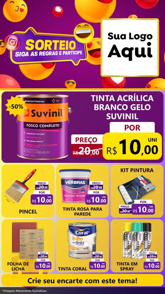 Modelo de Rede Social para Stories com o tema Sorteio para Tintas e Ferramentas