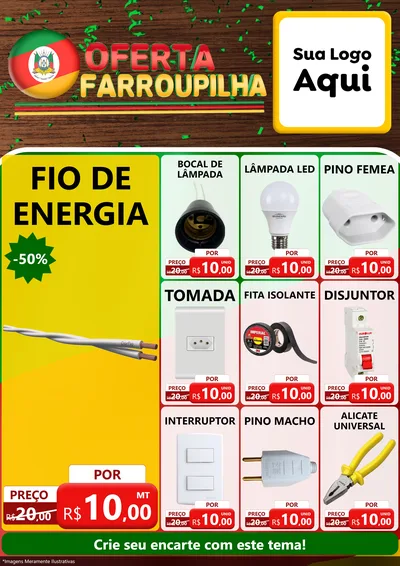 Modelo de Encarte para Encarte A4 Vertical com o tema Oferta Farroupilha para Materiais Elétricos