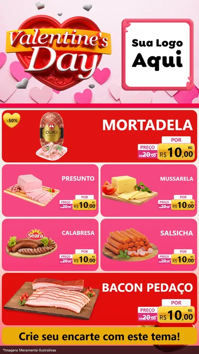 Modelo de TV para TV Vertical com o tema Valentine's Day para Frios e Laticínios