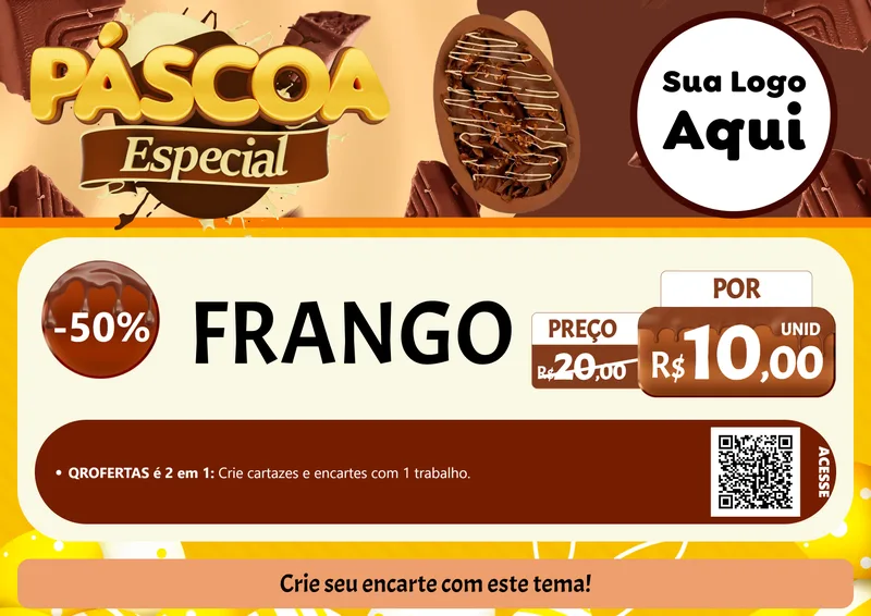Modelo de Cartaz para Cartaz A4 Horizontal com o tema Páscoa Especial para Assados
