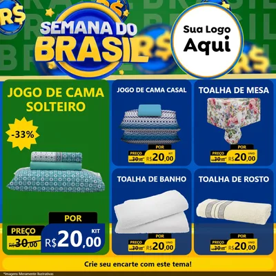 Modelo de Rede Social para Feed Facebook com o tema Semana Do Brasil para Cama, Mesa e Banho