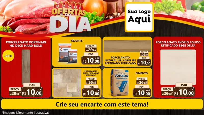 Modelo de TV para TV Horizontal com o tema Ofertas do Dia para Pisos e revestimentos