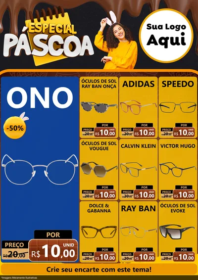 Modelo de Encarte para Encarte A4 Vertical com o tema Especial Páscoa para Óticas
