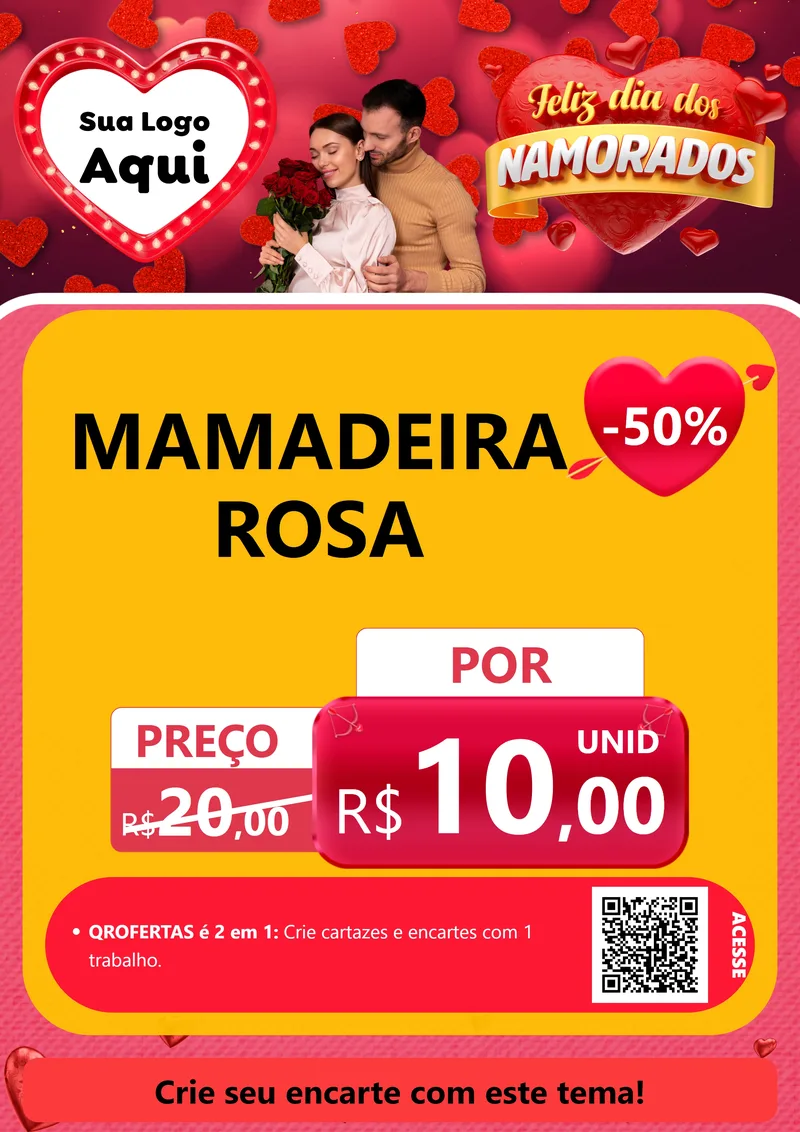 Modelo de Cartaz para Cartaz A4 Vertical com o tema Feliz Dia Dos Namorados para Bebês