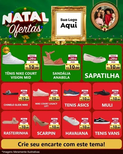 Modelo de Rede Social para Feed Instagram com o tema Natal de Ofertas para Calçados