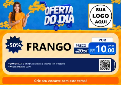 Modelo de Cartaz para Cartaz A4 Horizontal com o tema Oferta do Dia para Assados