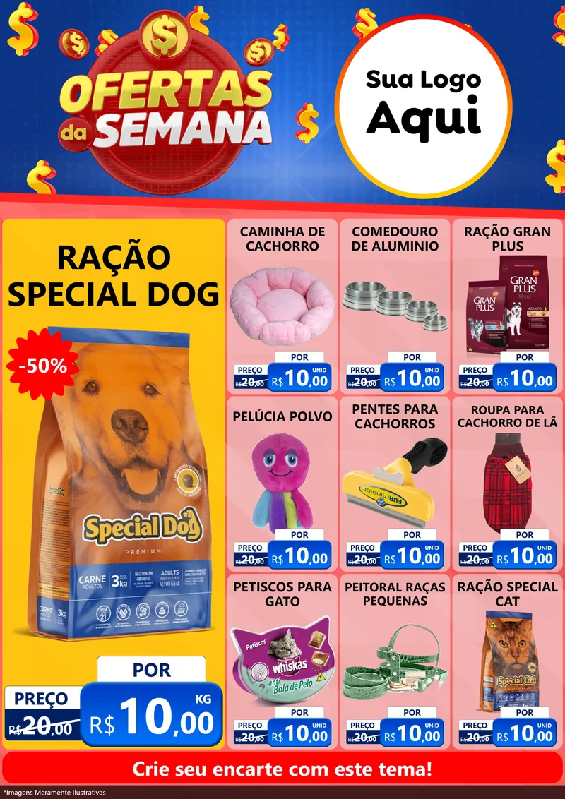 Modelo de Encarte para Encarte A4 Vertical com o tema Ofertas Da Semana para Pet Shop