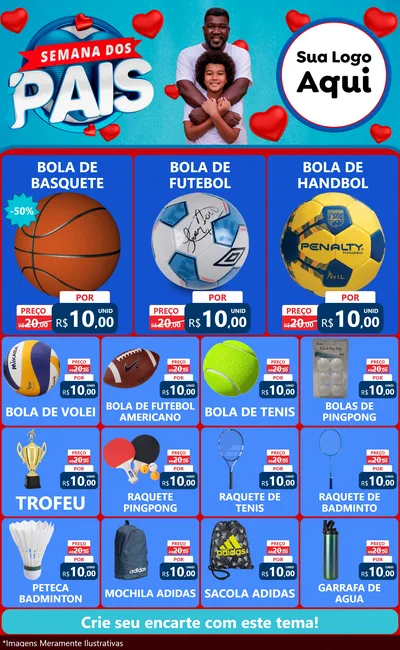 Modelo de Encarte para Encarte Grande com o tema Semana Dos Pais para Artigos Esportivos