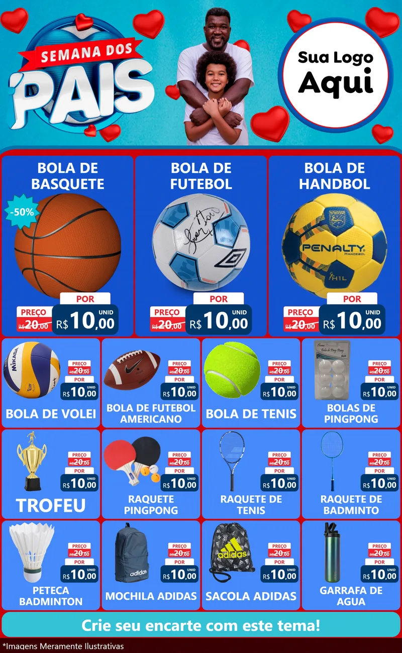 Modelo de Encarte para Encarte Grande com o tema Semana Dos Pais para Artigos Esportivos